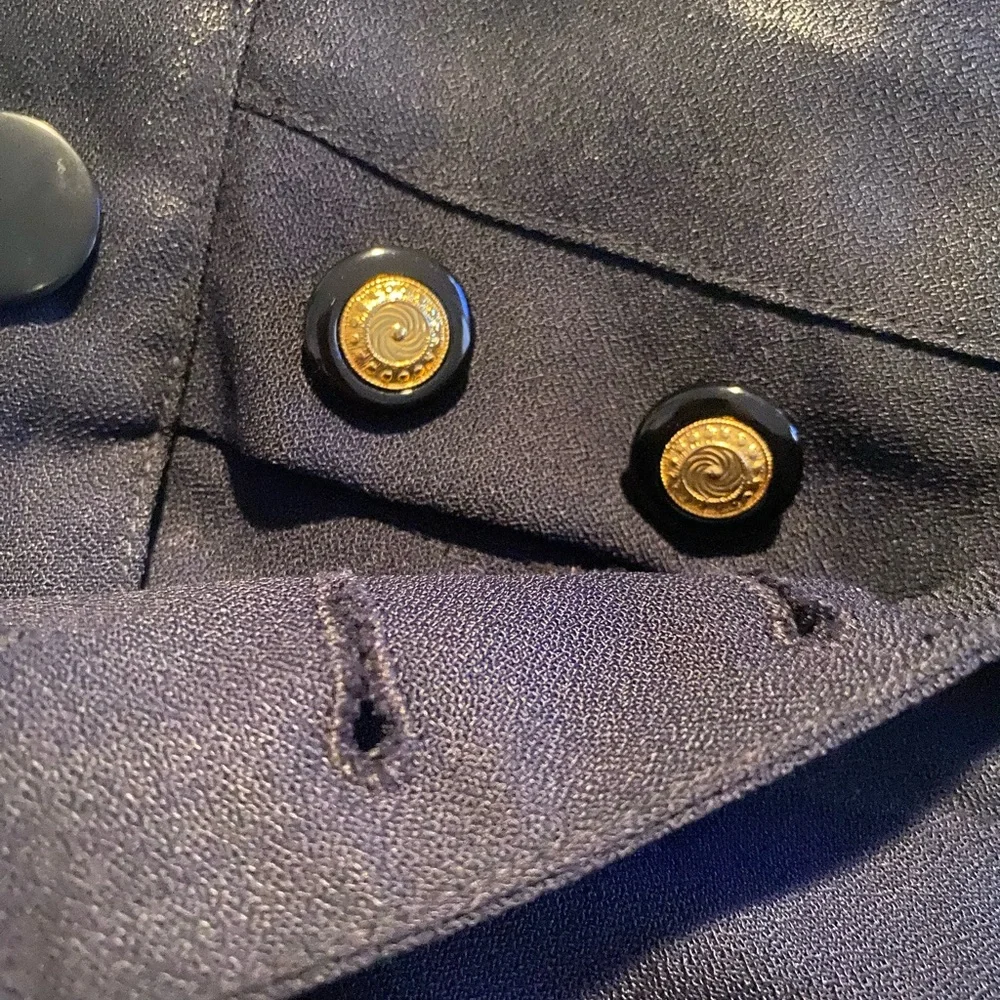 Vintage sailor pants. Blue black crêpe machine.⚓️tie up back  very unique. - Picture 8 of 11